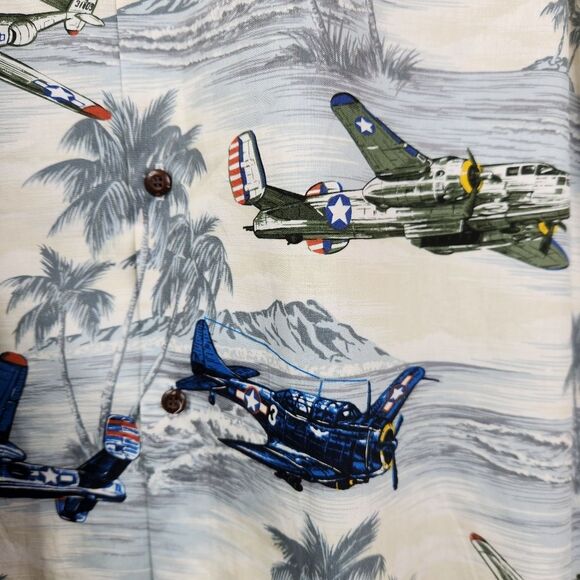 Vintage Aloha Republic Short Sleeve War Plane Print Hawaiian Shirt Large - Picture 5 of 5